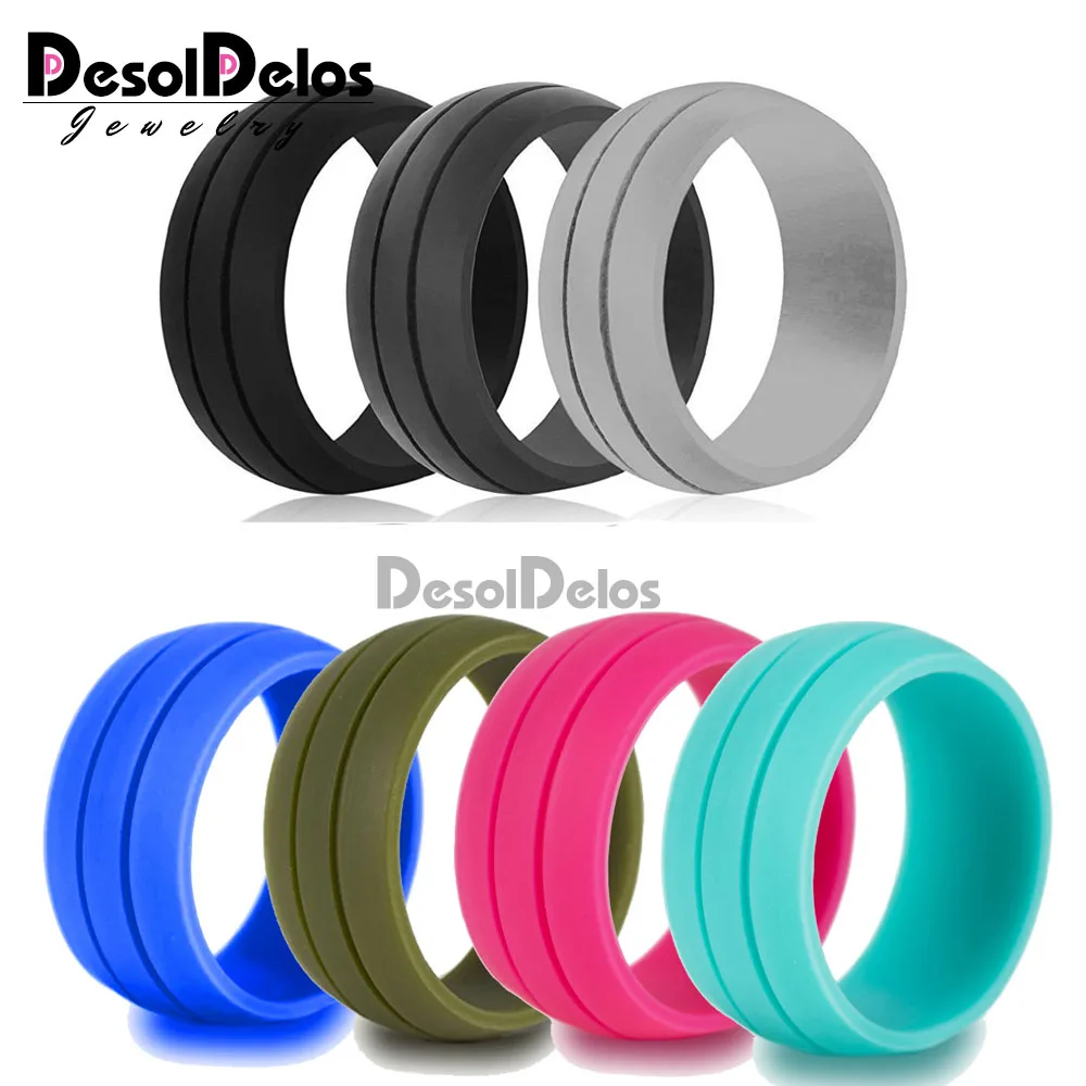 

2019 New 7pcs/set 6-12 Size Hypoallergenic Crossfit Flexible Rubber Rings 8mm Silicone Finger Rings For Men Women Wedding Gift