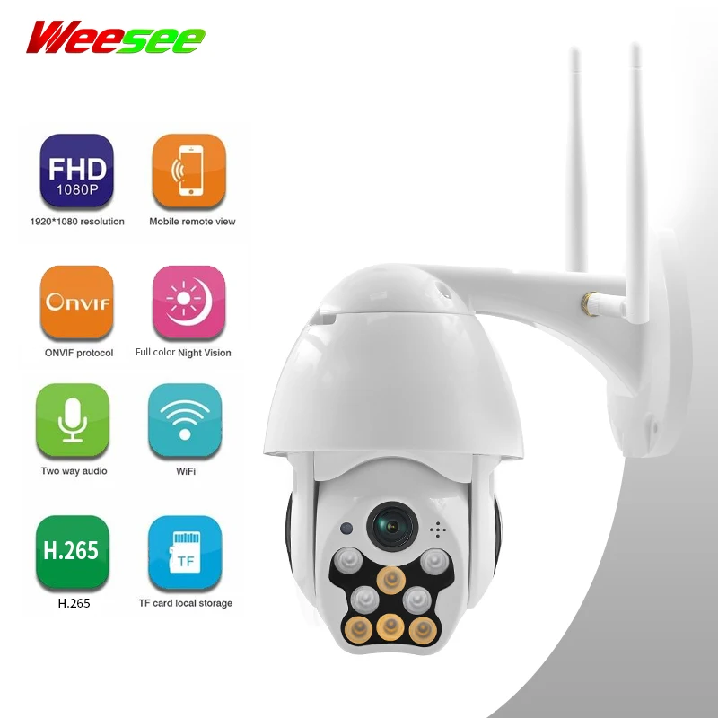 Weesee H.265 V380 ONVIF 3 6 мм 1080P P2P Двухканальное аудио полноцветное ночное видение мини