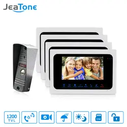 JeaTone 7 дюймов Цвет TFT ЖК-дисплей видео дверь домофон Системы комплект ИК Камера Ночное видение электронный замок Управление