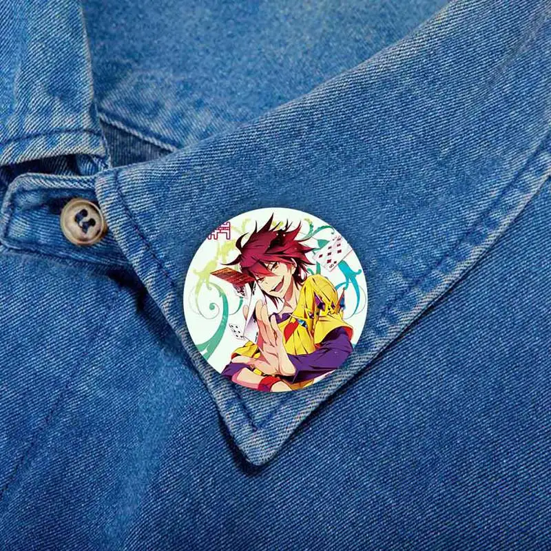 New Popular Brooch Japan Anime No Game No Life Shiro Sora Badge Russian Gaming Pin Coin Icon Cloth Backpack Ornament