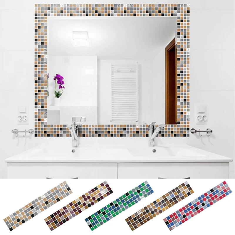 

Waterproof 12*300cm Mosaic Tile Wall Stair Stickers DIY Self Adhesive PVC Wall Sticker Kitchen Ceramic Stickers Home Decoration