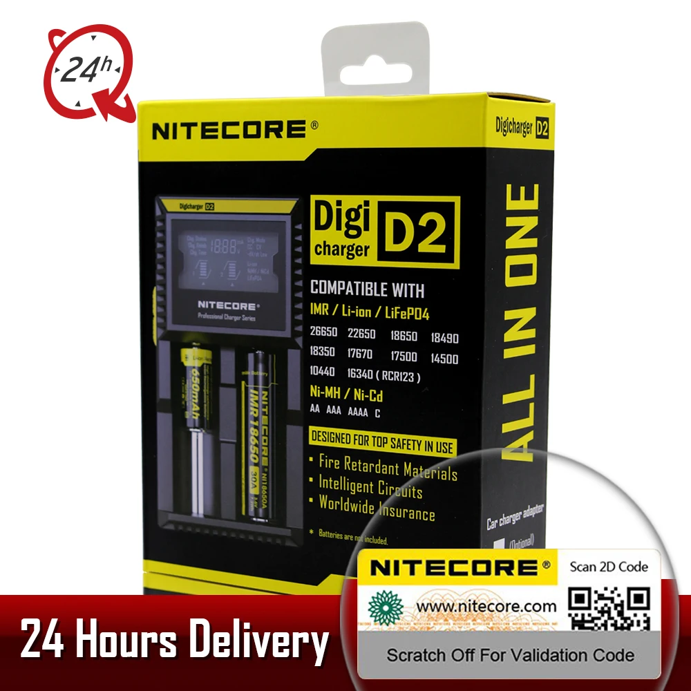 Бренд Nitecore D4 D2 I4 I2 Digi зарядное устройство lcd интеллектуальная схема Li-Ion для 26650 18650 16340 14500 AAA автомобильное зарядное устройство