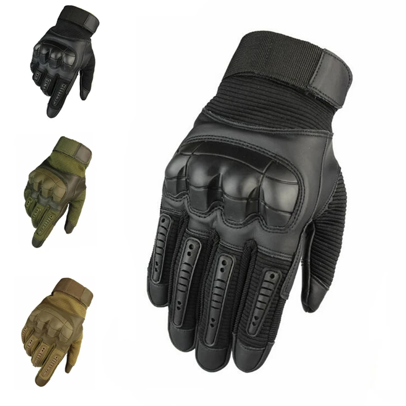  Military Army Combat Armed Gloves Full Finger Tactical Rubber Knuckle Protective Gloves Touch Scree