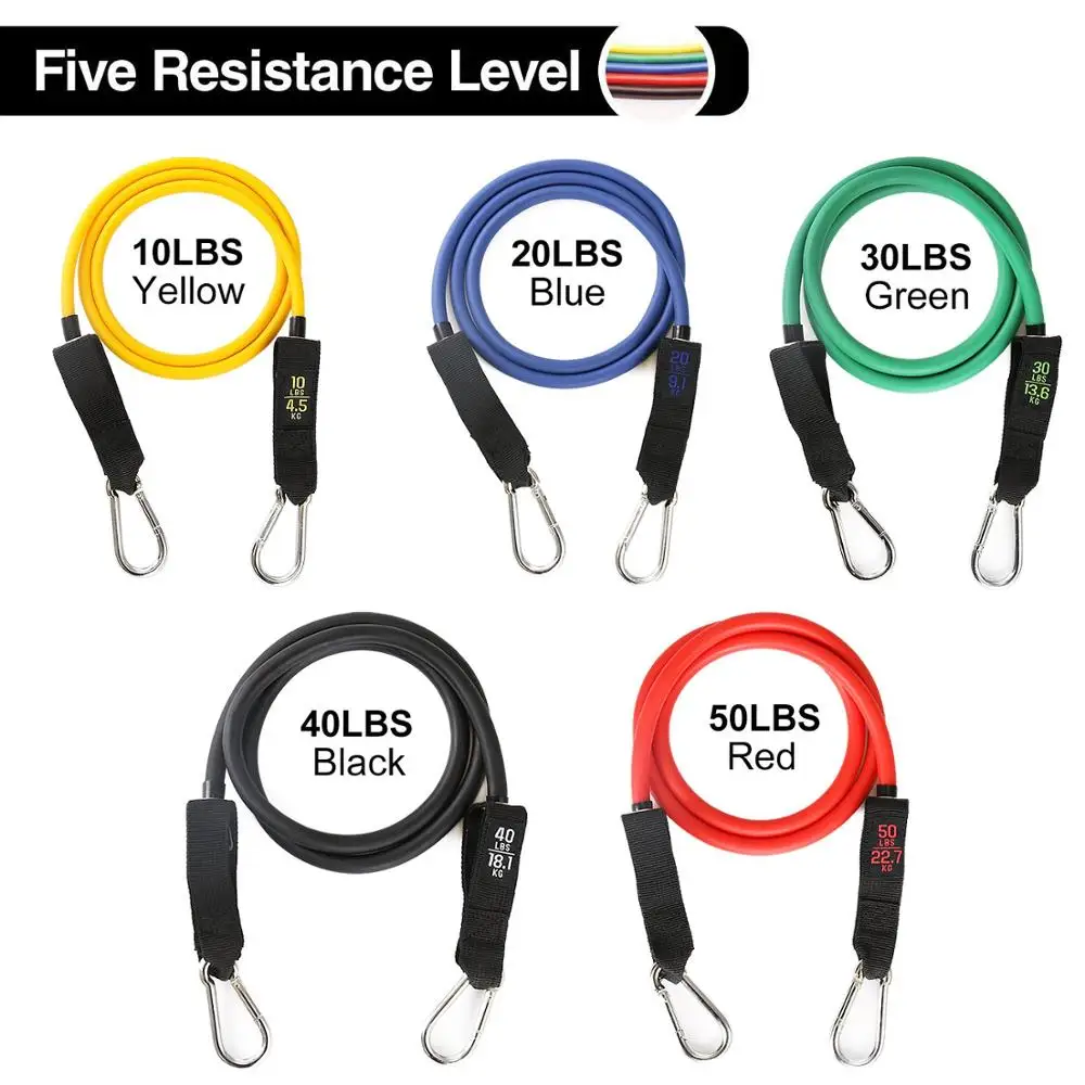 Power Guidance 16 PCS Resistance bands Set Fitness Latex Tubes Rubber