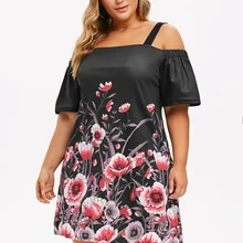 Wipalo размера плюс Цветочное платье с открытыми плечами летнее платье с короткими рукавами длиной до колена повседневное праздничное женское платье Boho Vestidos