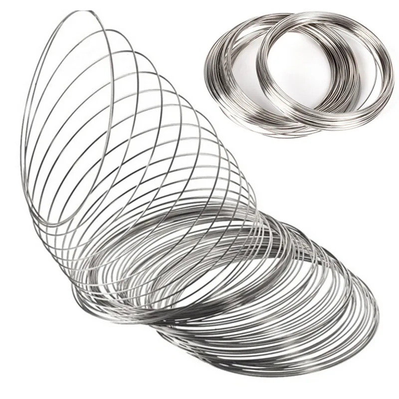 

New100 Loops Jewelry Making Memory Metal Wire Coil Steel Beading Findings Brooches Bouquet Blank Bracelet Bangles