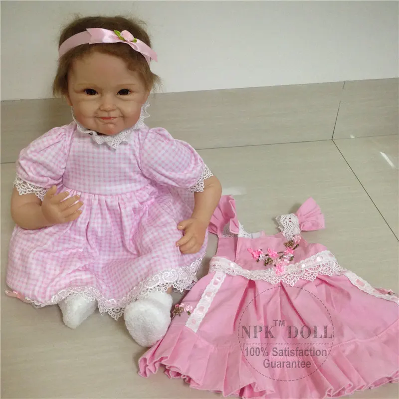 Новинка NPK силиконовые куклы Reborn Baby в розовом около 22 дюймов милая Кукла Reborn для ребенка подарок Bonecas Bebe Reborn Brinquedos