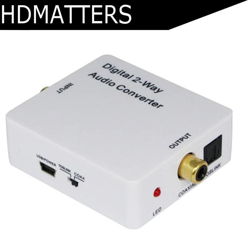 

Digital 2-way Audio Converter Toslink optical audio to Digital coaxial audio bidirectional converter with power adapter