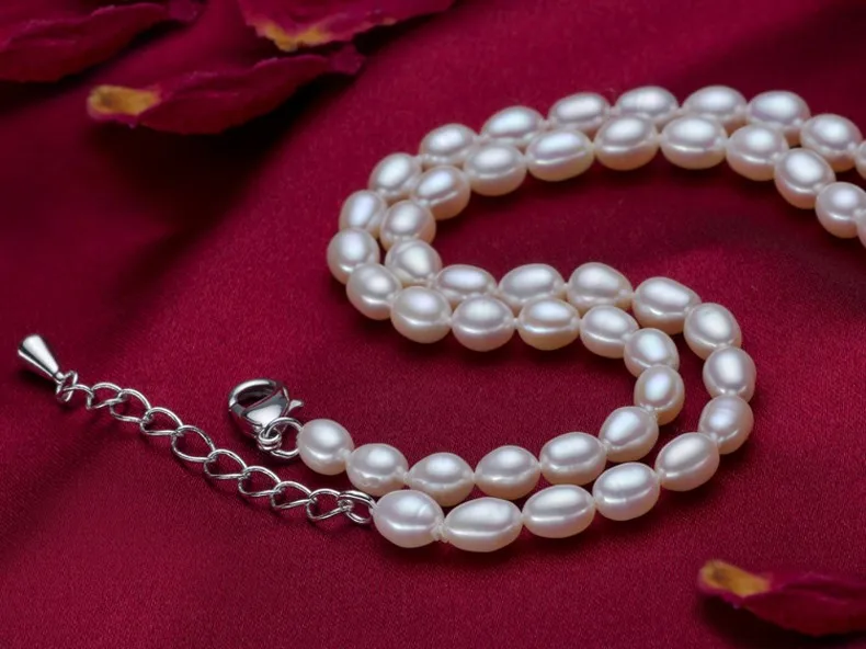 YIKALAISI 925 Стерлинговое серебро ювелирные изделия натуральный пресноводный жемчуг ожерелье 6-7 мм жемчуг для женщин лучшие подарки