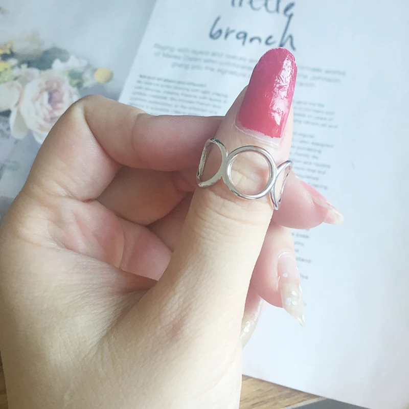 

XIYANIKE 925 Sterling Silver Circle Open Rings Luxury Female White Bridal Wedding Finger Jewelry Adjustable Size For Women