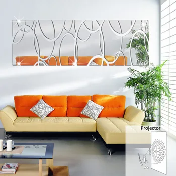 

Acrylic 3D Decorative Mirror Decals Oblong Mirror Wall Sticker 32.67x11.02inch Silver Sofa Background Stiker for Living Room