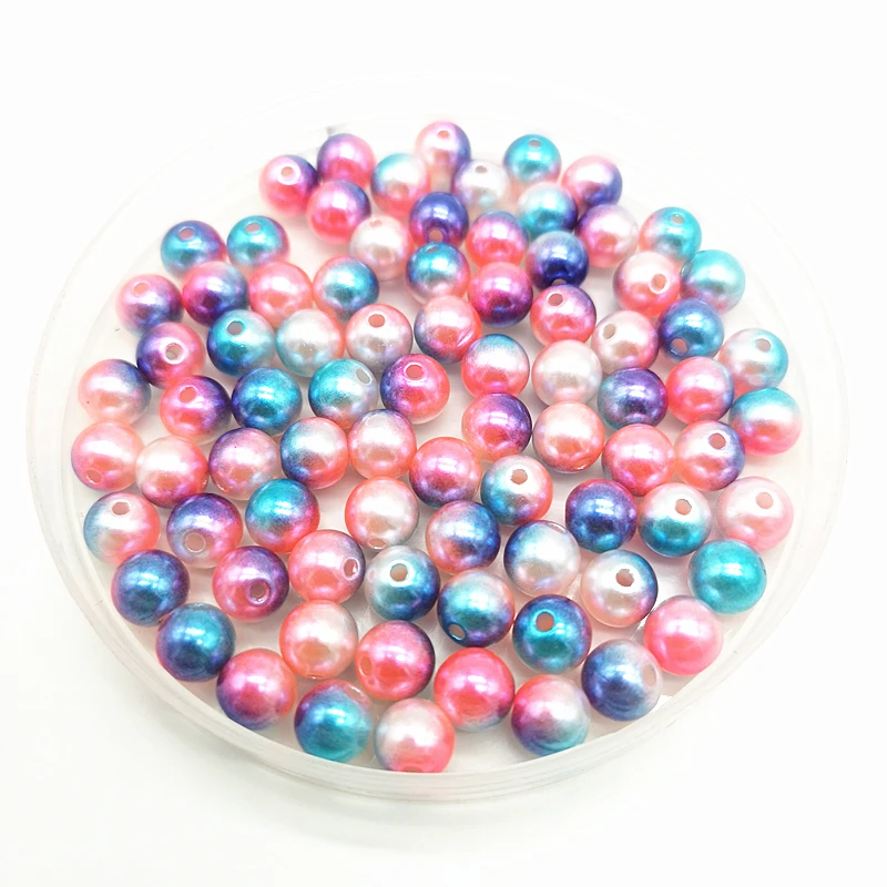 50 шт 8 мм радужные круглые бусины ABS имитация жемчуга бусины отверстие свободные бусины Diy ювелирные изделия ожерелье изготовление для женщин