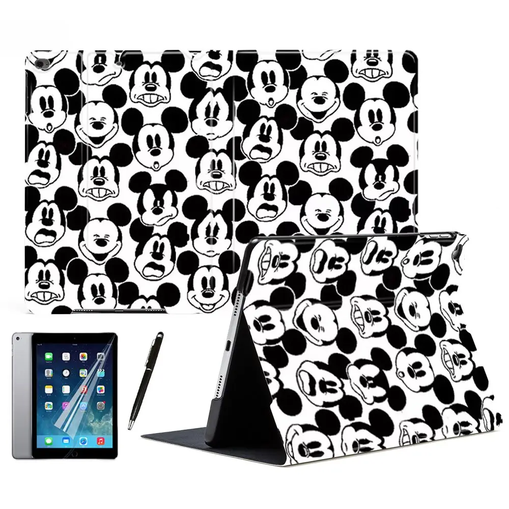 

Cartoon Mickey Mouse Facial Expressions Sleep Wake Up Stand Smart Tablet Case Cover For Apple iPad Air 1 2 9.7" 2017 2018 Mini 4