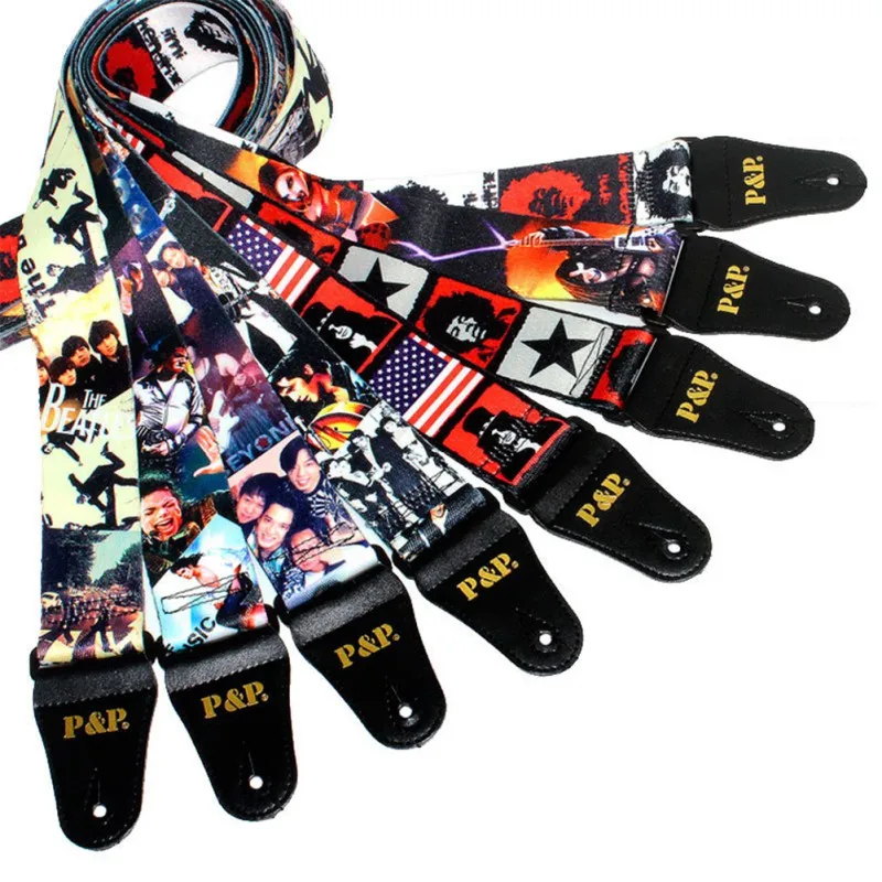 

Print Transfer Guitar Strap Shoulder Strap Printing Adjustable Polyester Belt Music String Instrument Accessories