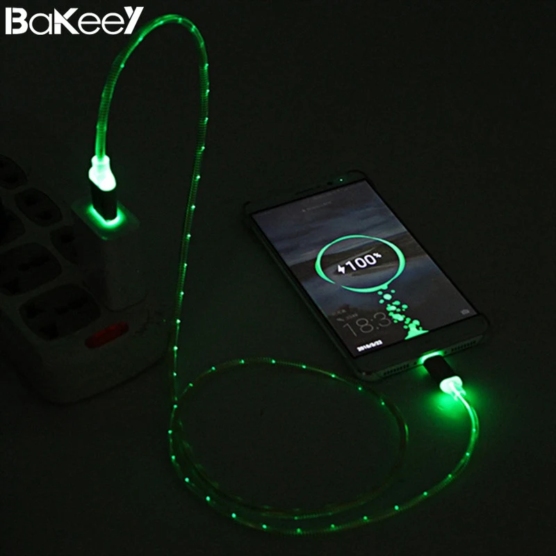 Bakeey Android градиентный Llight type C USB зарядный кабель для Onplus 5T для Xiaomi mi A1 mi x2 Note 3 Телефон светящийся зарядный кабель