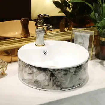 

Ceramic Restoration Art Basin Washbasin Circular Small Household Toilet Small Creative ceramic Wash basin bathroom sink