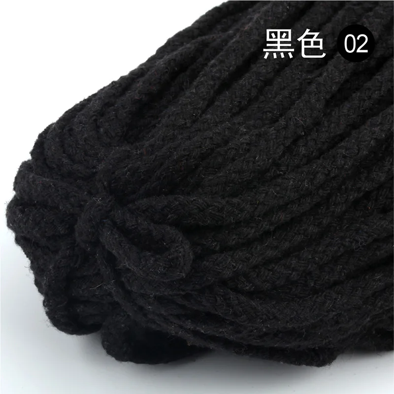 02 black cord 28 цветов, 90 метров, Плетеный внутри шнур из хлопка, 5 мм, 8 витых канатов, ручная работа, украшение для дома, аксессуары для одежды - Цвет: 02 black cord