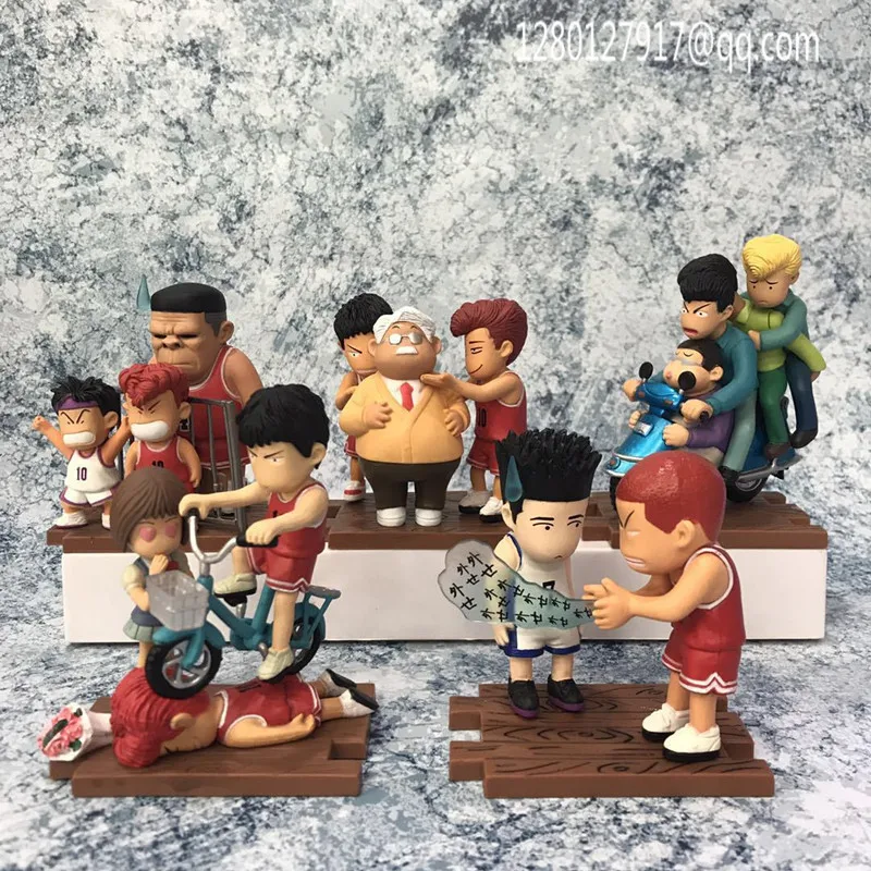 

Japan Anime Figure SLAM DUNK Hanamichi Sakuragi Rukawa Anxi coach Scene Model PVC Figures Model Toy Boy’s Gift