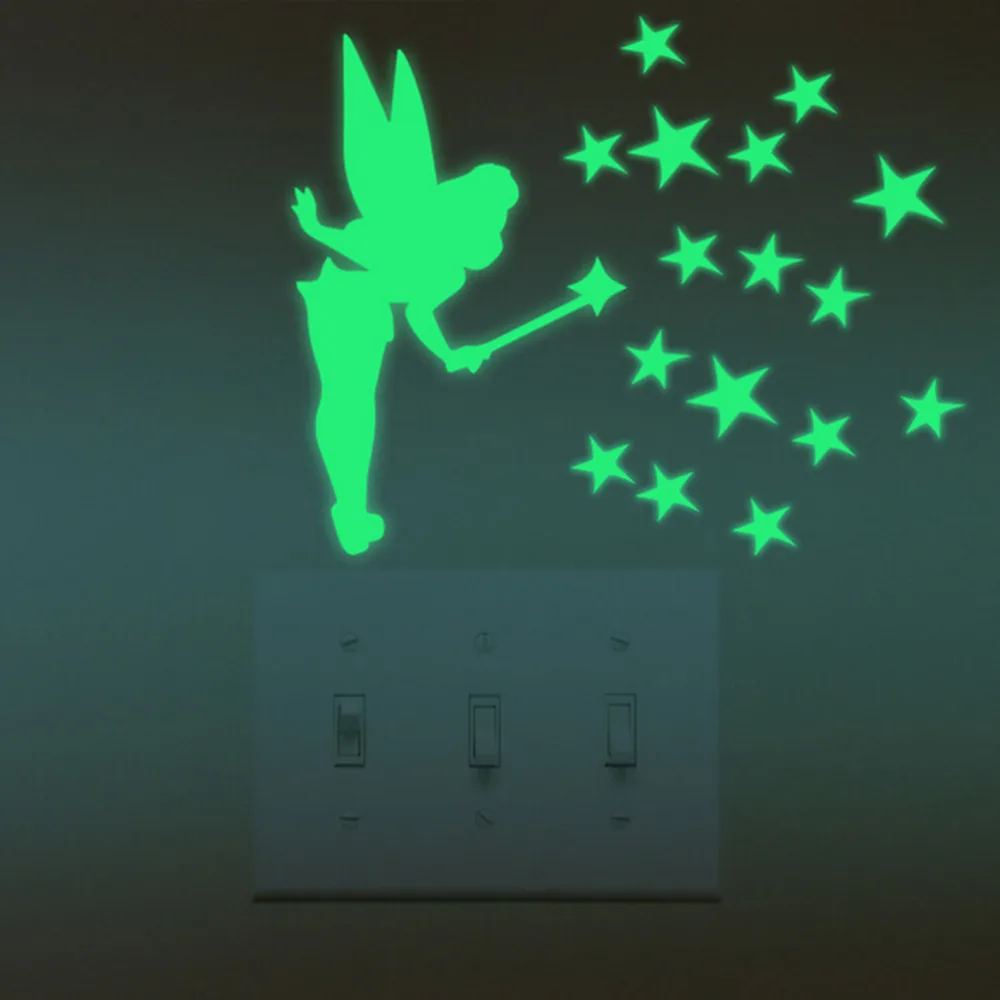 

Glow In The Dark Wall Stickers Decal Color Fairy Stars Luminous Fluorescent Wallpaper Decal Baby Kids Bedroom Home Decor
