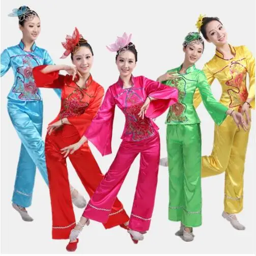 (087) National dance drum clothing fan dance folk dance wear special