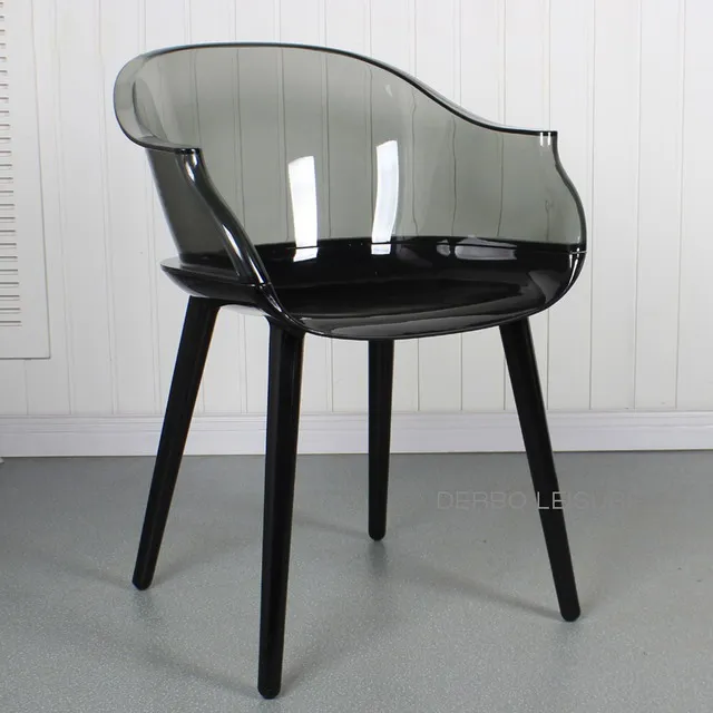 Современные Дизайн прозрачный сзади роскошный обеденный Arm Стул, модные Лофт популярные приятно для офиса и отдыха компьютерные кресла 1 шт - Цвет: Smoke Black