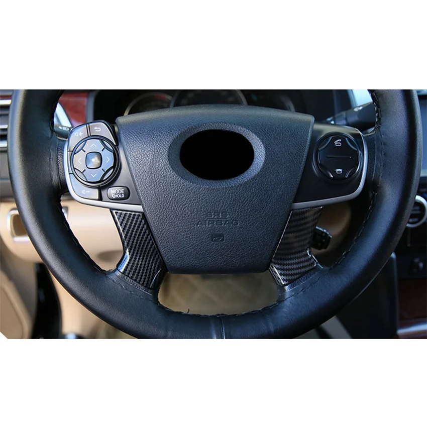 YAQUICKA углеродного волокна Стиль рулевого колеса автомобиля вниз отделка автомобиля наклейки подходит для Toyota Camry 2012- автомобиль-Стайлинг 2 шт