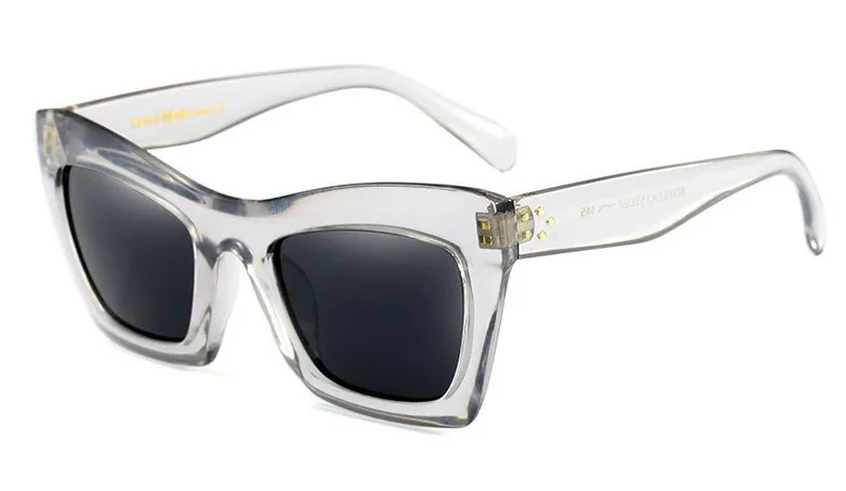 CCSPACE, 7 цветов, маленькие квадратные солнцезащитные очки, кошачий глаз, для мужчин и женщин, Брендовые очки, дизайнерские, модные, мужские, женские, с защитой от ультрафиолета, 45294 - Цвет линз: C1 clear gray