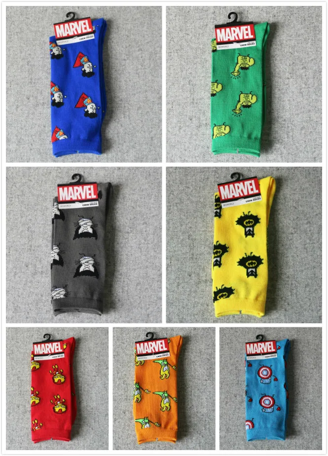 Мужские носки с героями мультфильмов, 100 хлопок, модные, забавные, в стиле хип-хоп, Hombre Calcetines, уличный стиль, Marvel Sokken Mannen, 7 пар - Цвет: I  7 pairs