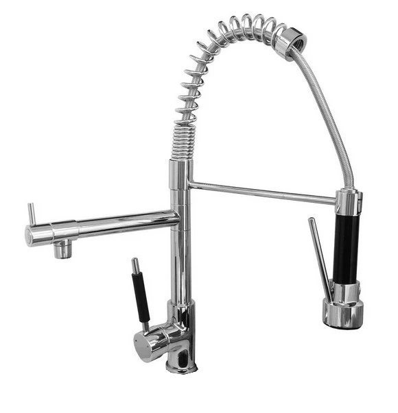 Polished Chrome Commercial & Home Pull Out Spray Swivel Spout Single Hole Kitchen Sink Mixer Tap / Faucet asf078