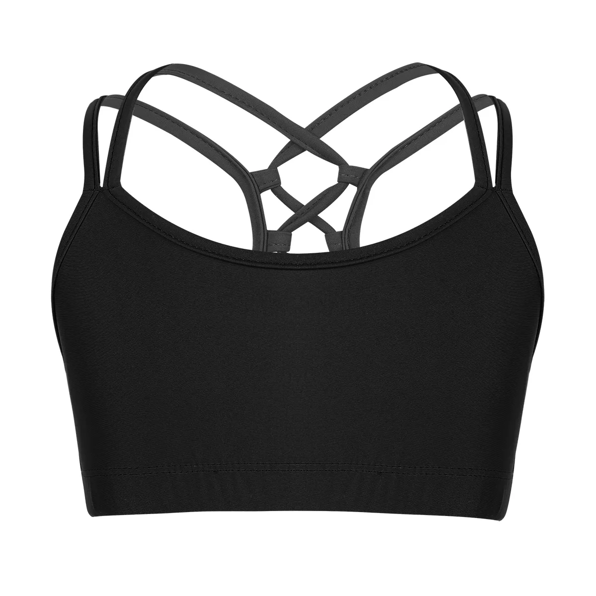 inlzdz Kids Girls Sequined Glitter Fitness Crop Top Dancewear Ballet Dance Gymnastic Costumes Black 2 Years