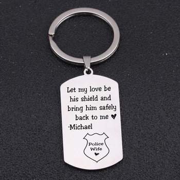 

"Bring Him Safely Back To Me"For Police Wife Police Husband Name Customized Jewelry Hand Stamped Gift For Police Couple