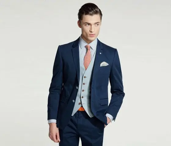 Latest Coat Pant Designs Navy Blue Casual Groom Custom