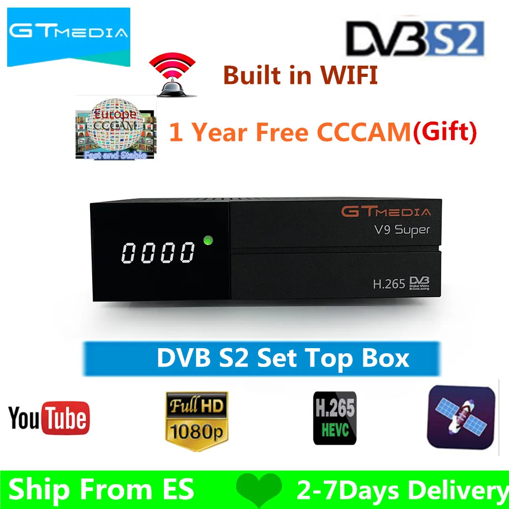 

GTMedia V9 SUPER upgrade From V8 NOVA Satellite TV Receiver DVB-S2 Europe Clines for 1Year Built Wifi Dongle High Quality Stable