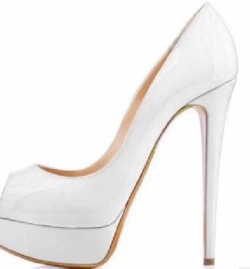 Cyabmoz/Женская обувь на платформе; женские туфли-лодочки на тонком высоком каблуке; zapatos mujer tenis feminino; свадебные туфли для вечеринки; большие размеры 46 - Цвет: white