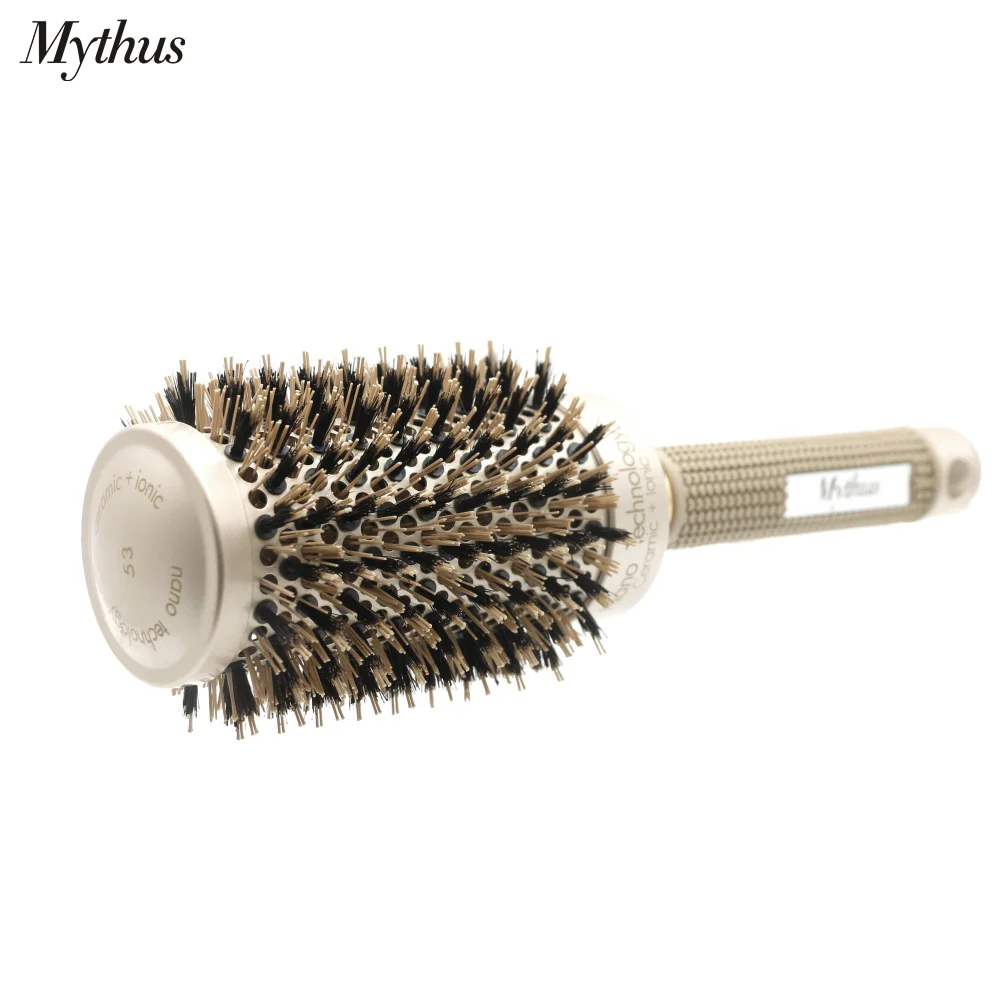 Mythus Professional Nano technology керамическая, ионизирующая волосы круглая щетка кабана щетина антистатические термостойкие щипцы для завивки волос