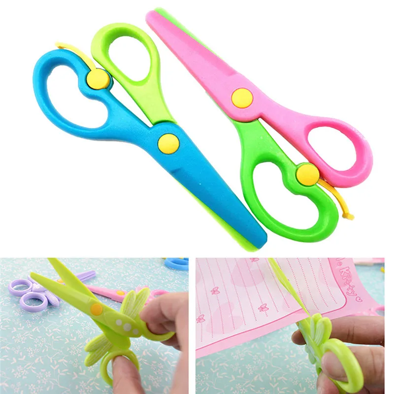 

1PC Child safety Scissors prevent hand injury Plastic scissors Children's handmade toys Student Scissors Paper-cutting scissors