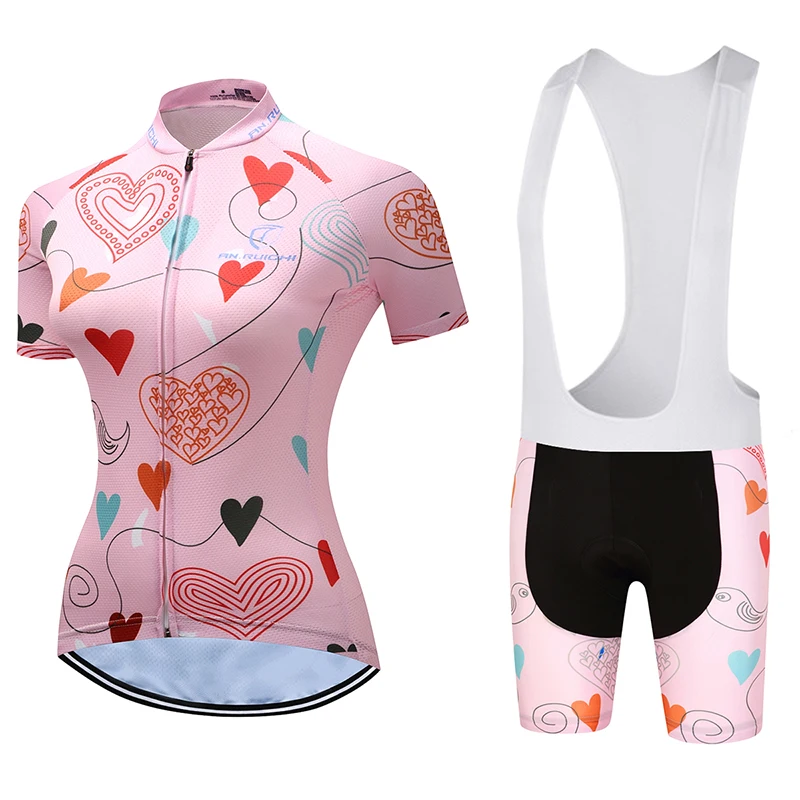 

Women Short Bicycle Cycling Sets Anti-sweat Heart-shaped Pattern 3D Padding Cushion Sport Jerseys Customized/Wholesale Service