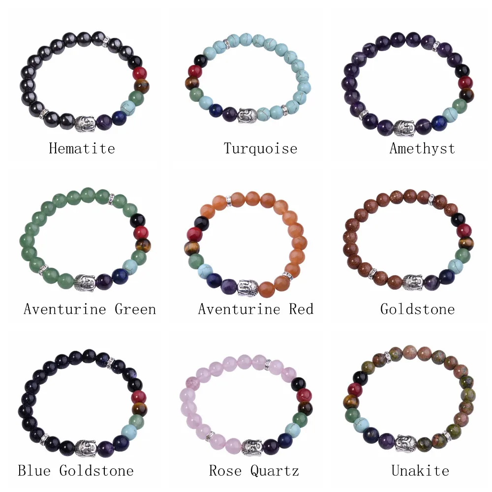 Muti-color Natural Stone Bracelets Men Lava 7 Chakra Healing Balance Beads Elephant Charm Bracelet Reiki Prayer Stones Women | Украшения и