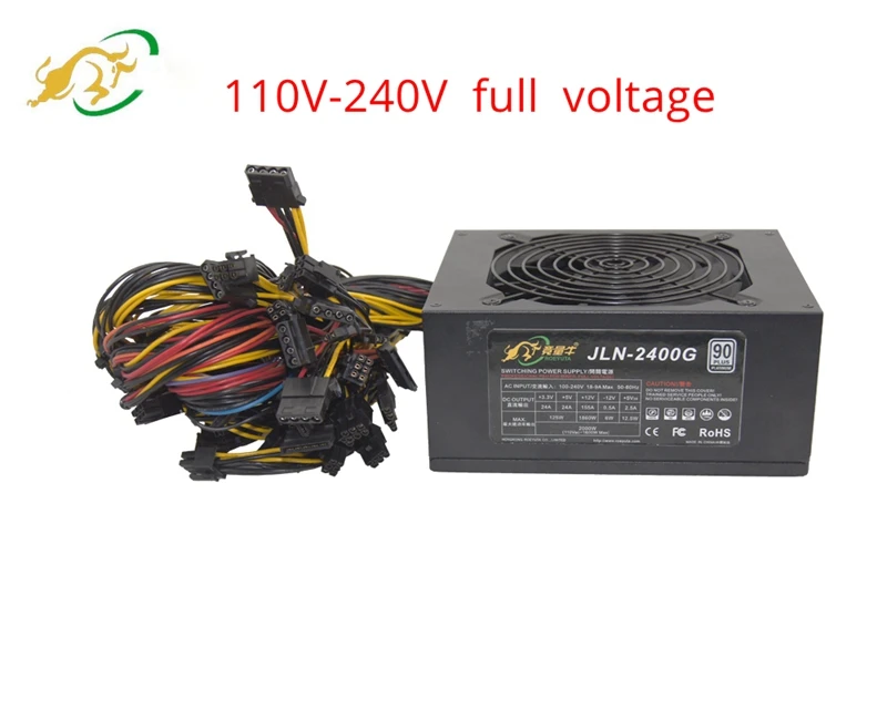 2000 Вт ATX источник питания для крипто майнинга чехол sever PSU полный 110 240 в 80 plus gpu vega 64