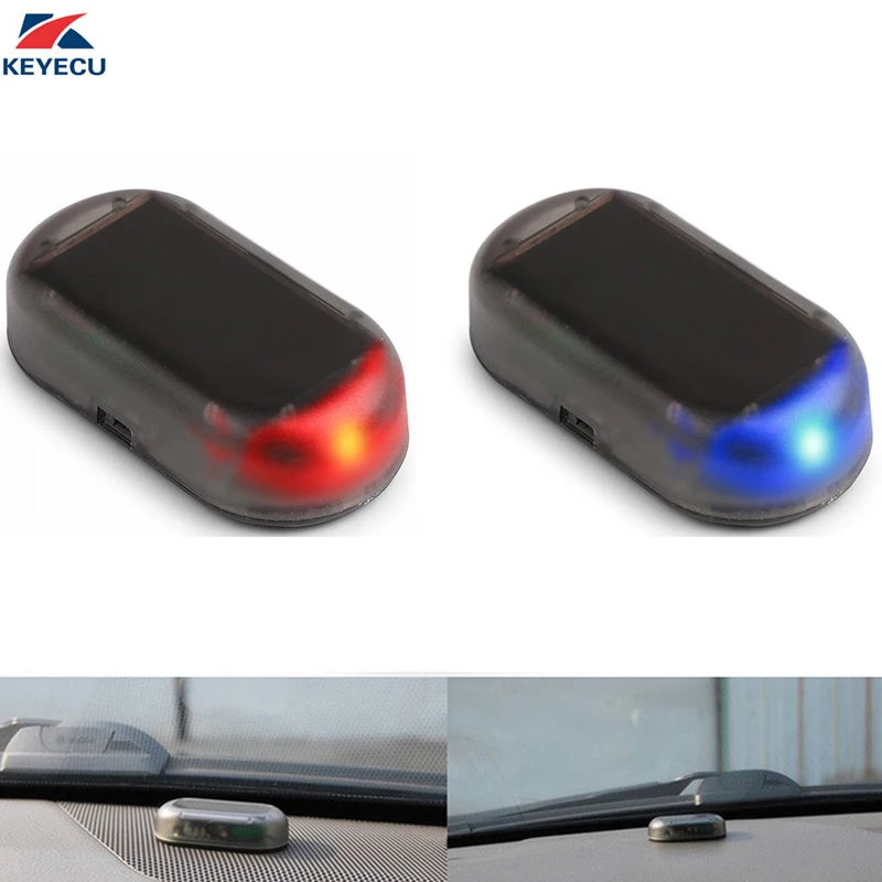 keyecu Red/Blue Solar Power Dummy Car Alarm LED Light Simulate