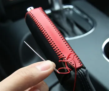 

Auto Car Manual Stitching Hand Brake Handbrake Cover Grips Car-covers Trim Fit For Ford Mustang 2015 2016 Leather
