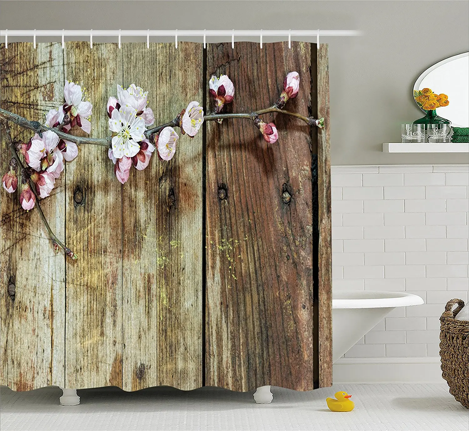 Memory Home Rustic Shower Curtain Stained Walnut Branch with Soft