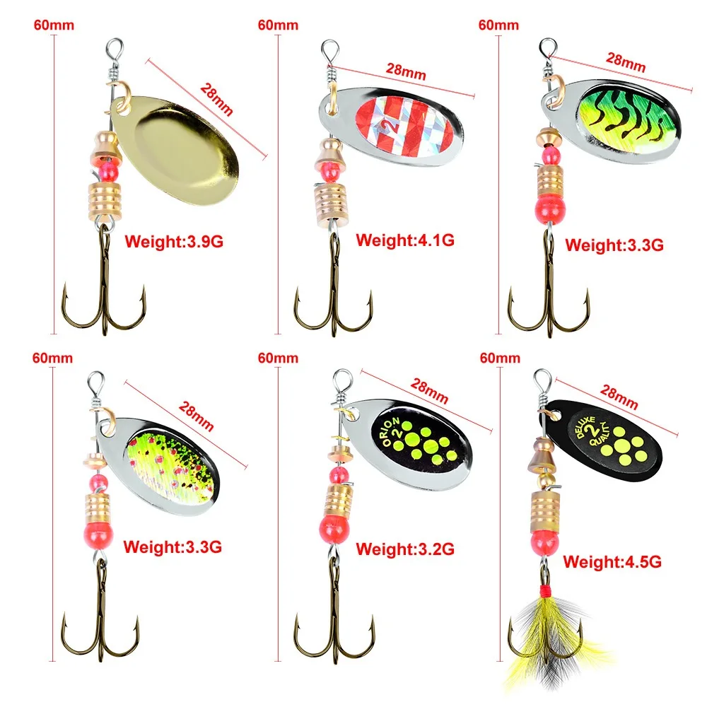 

6pcs/lot spinnerbait isca artificial combination fishing spoon lures spinner bait fishing wobbler metal baits 3.2g-4.5g