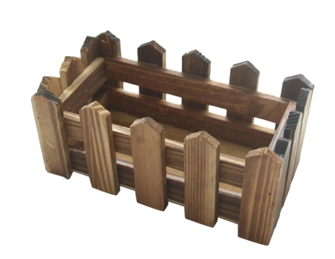 Dropshipping Brown Fence Wood Flower Cute Vase Pots Planter Simulation Home Garden Decoration | Дом и сад