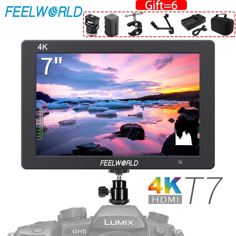 

Feelworld T7 4K Monitor 7" monitor 1920x1200 HDMI On Camera Field Monitor Video for DSLR Canon Nikon Sony Camera monitoring