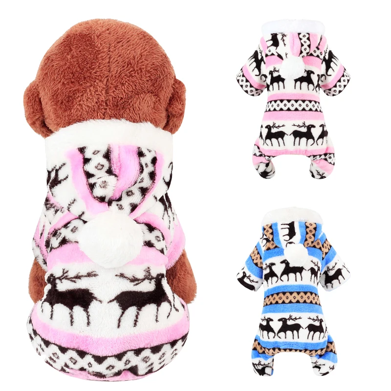 

New Christmas Pet Dog Costume Winter Warm Fleece Dog Clothes for Small Dogs Chihuahua Pug Hooded Coat Jackets Puppy Cat Clothing