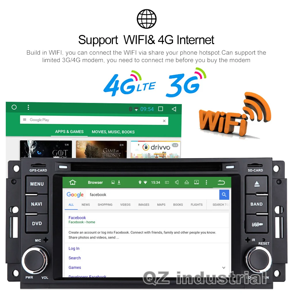 Clearance QZ industrial 6.2" Android 8.1 car dvd player For JEEP Wrangler Compass Patriot Grand Cherokee Commander Dodge with radio BT map 10