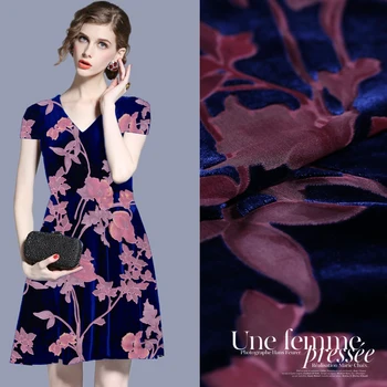 

114 cm hollow burnout velvet fabric high-end silk velvet fabric breathable comfort cheongsam dress silk fabric silk cloth