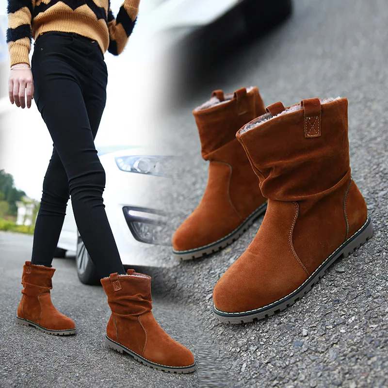 

Snow Boots Women Red Black Boots Winter Warm Shoes 2018 Botas Mujer Fur Platforma Casual Women Winter Shoes Plus Size 34-43
