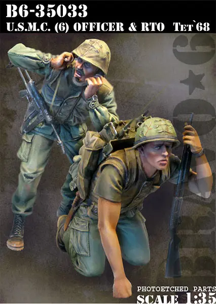 Весы модели 1/35 солдат u.s.m.c. Офицер и rto Вьетнам Солдат Рисунок исторические Второй мировой войны Смола Модель Бесплатная доставка